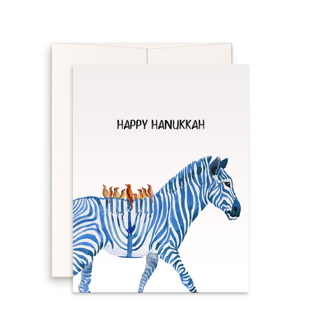 Zebra Menorah Hanukkah Cards Set Unique Chanukah Art Etsy