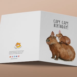 Capybara Birthday Card For Friends Capy Birthday Puns Mom And Baby Birthday Cards Funny image 5