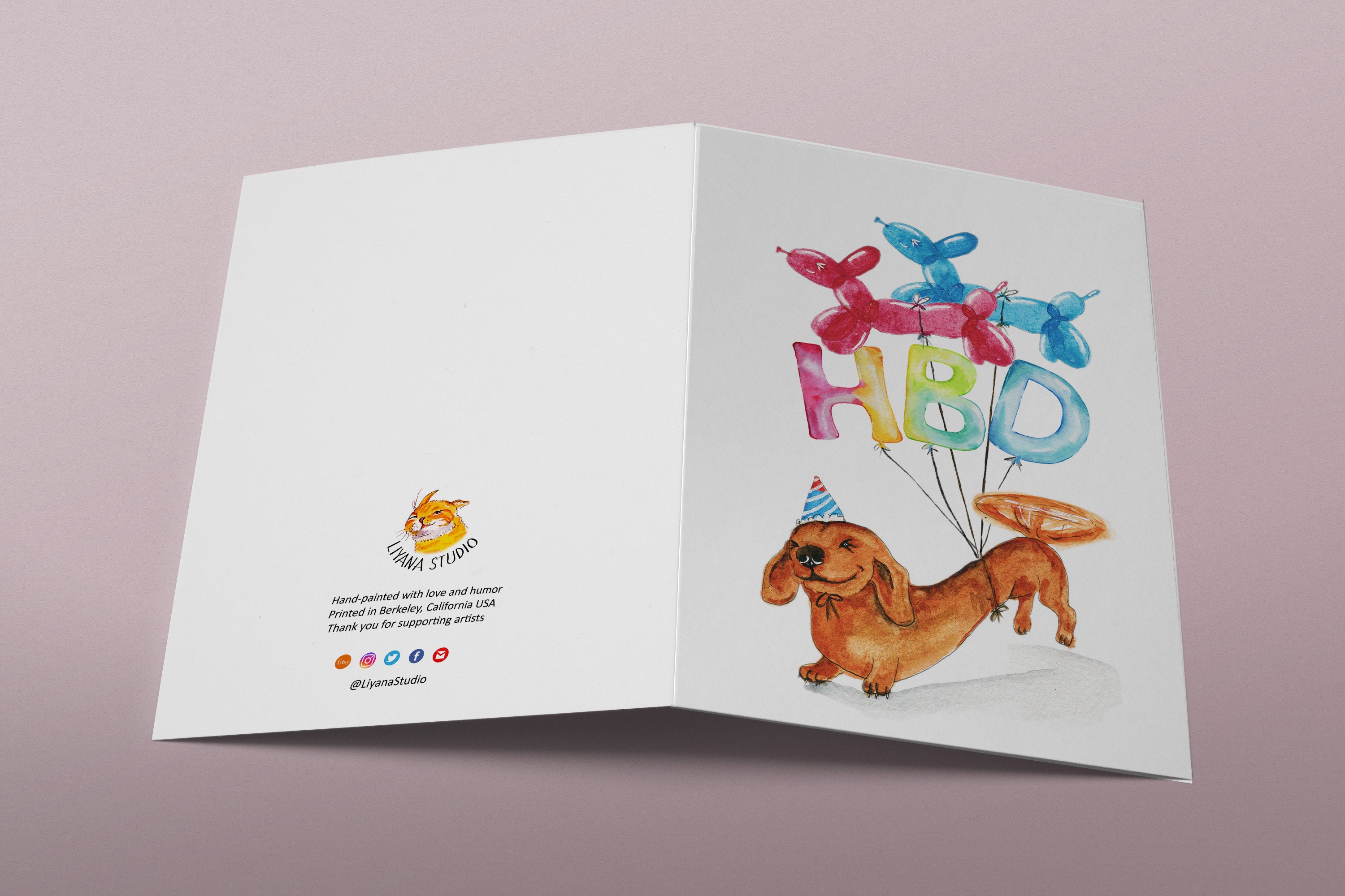 Wiener Balloons Dog Birthday Card Funny - Dachshund Doxie Birthday ...