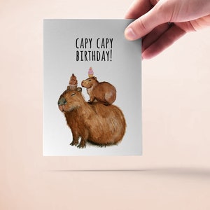 Capybara Birthday Card For Friends Capy Birthday Puns Mom And Baby Birthday Cards Funny image 6