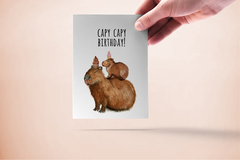 Capybara Birthday Card For Friends Capy Birthday Puns Mom And Baby Birthday Cards Funny image 6