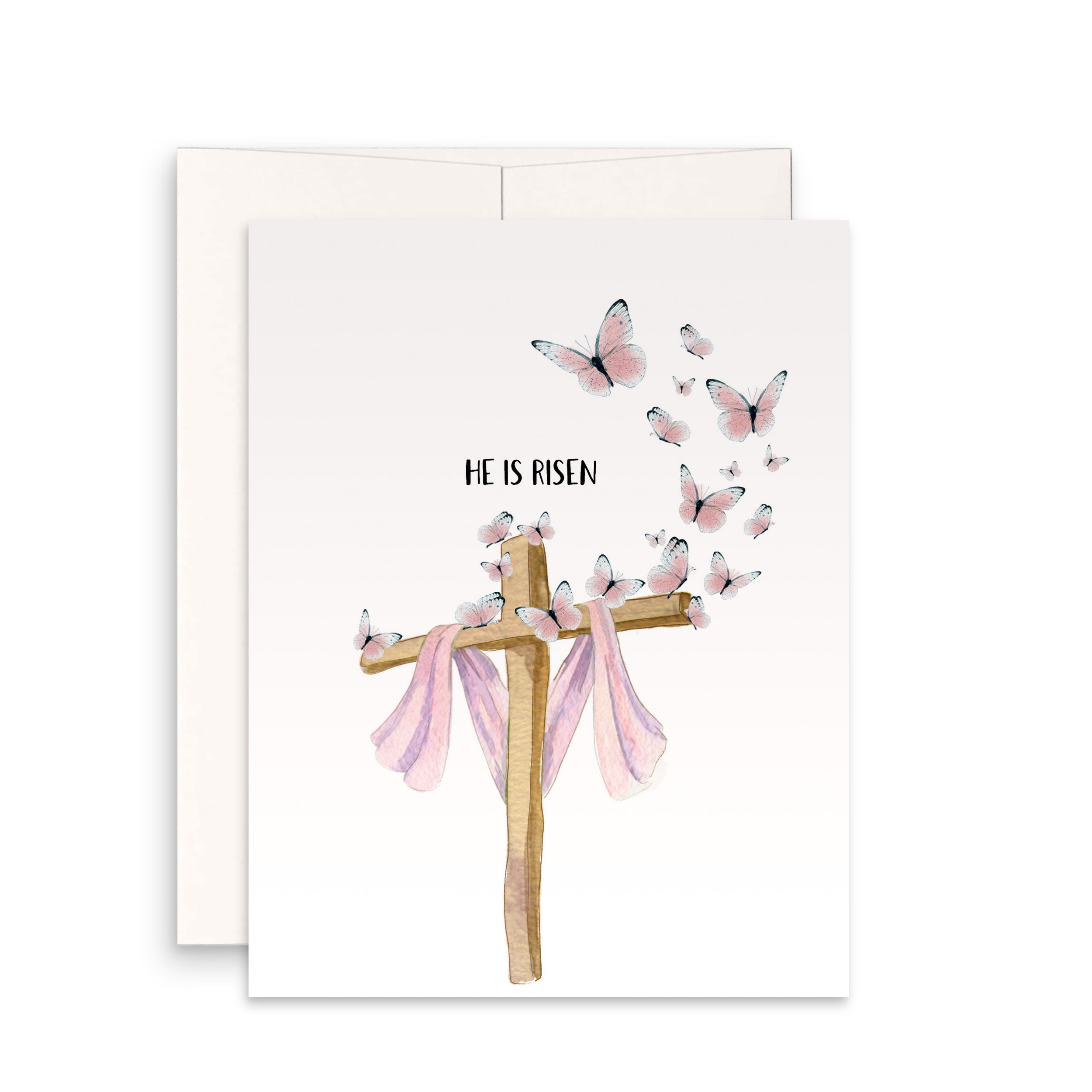 Butterfly Cross Easter Cards Set - He is Risen Religious Easter Cards ...