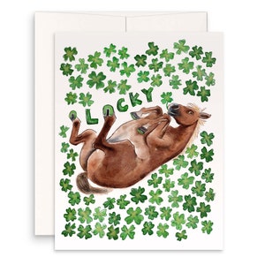 Glücksklee, Pferd, Glückskarte für Freunde, vierblättriges Kleeblatt, für Pferdeliebhaber, St. Patricks Tageskarte für Sie
