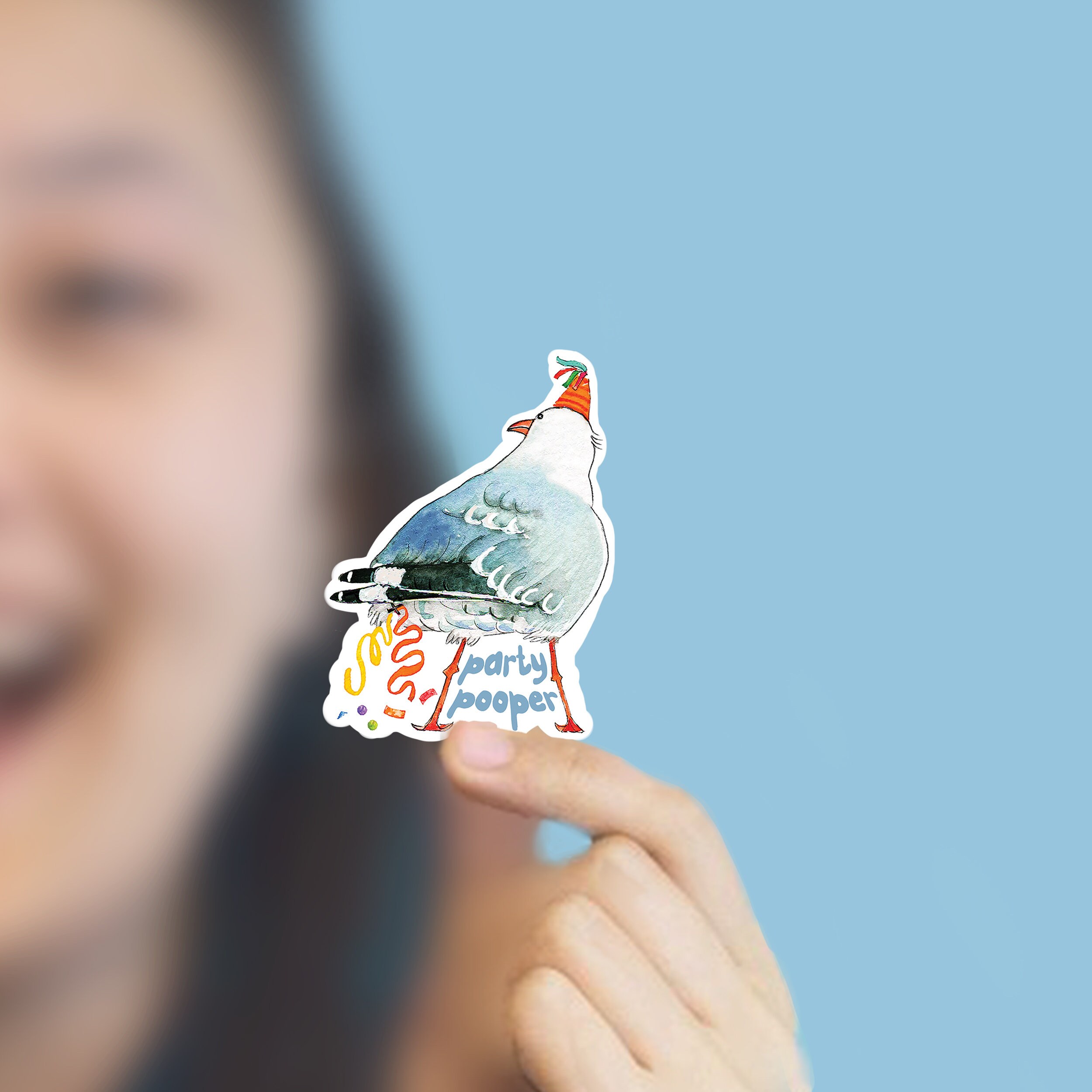 Party Pooper Seagull Poop Sticker for Friend - Summer Beach Bird Snarky ...