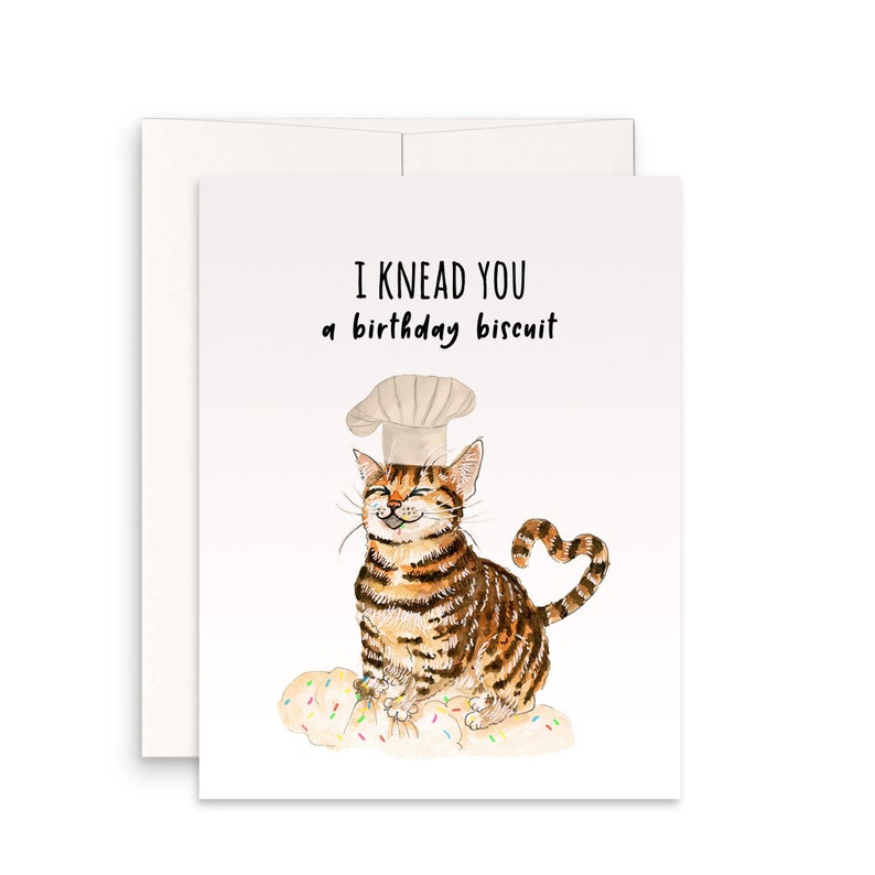 Funny Birthday Card From Cat Chef Tabby Cat Knead Cake Brown Tabby