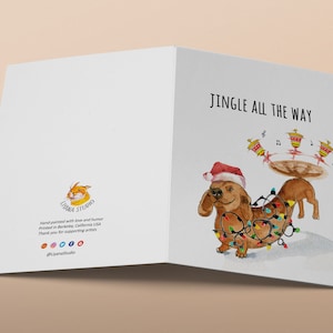 Dachshund Christmas Card Funny - Wiener Dog Jingle All the Way - Liyana ...