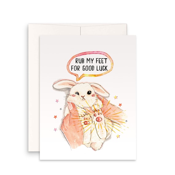 Encouraging Bunny Memes Rabbit Lucky Foot Liyana Studio Greeting