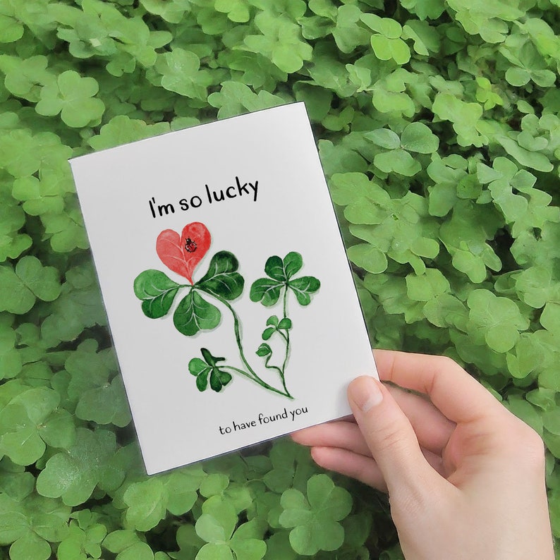 Lucky Clovers Valentines Card For Boyfriend I'm So Lucky To Have Found You Galentines Day Card For Best Friend Friendship Gifts image 4