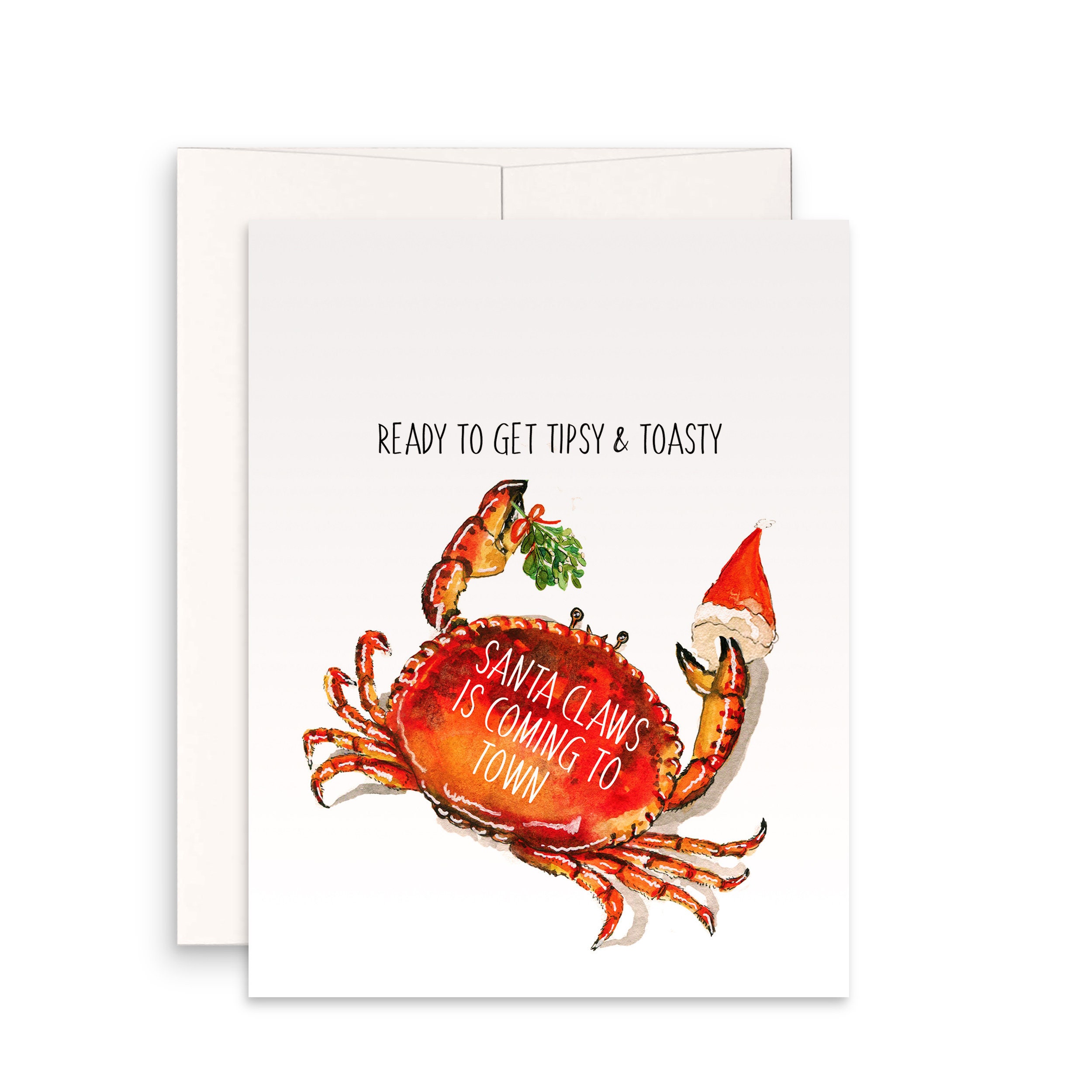 Funny Crab Santa Claws Christmas Card Funny Holidays Card Etsy
