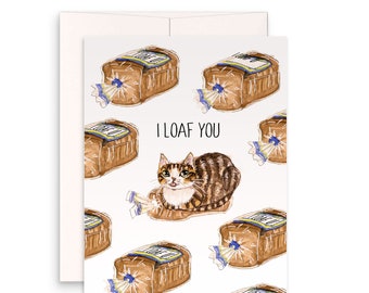 I Loaf You Cat Love Husband Anniversary Card - Cat Valentines Card For Boyfriend