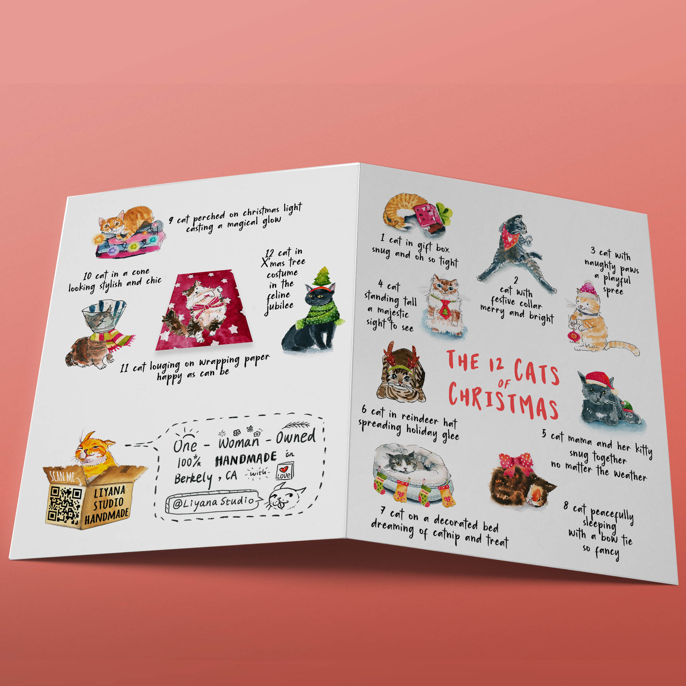 Funny Cat Christmas Cards - 12 Days of Christmas for Cat Lovers - Etsy