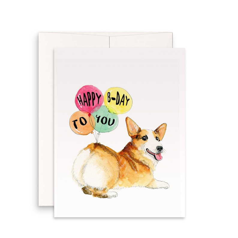Carte d'anniversaire Corgi Butt drôle – Joyeux anniversaire du chien Birthday