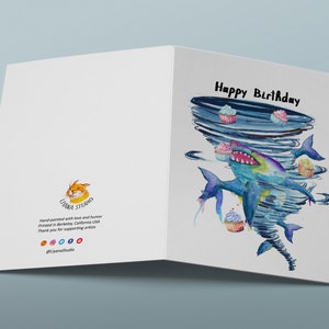 Sharks Tornado Birthday Card For Best Friend Shark Lover Birthday Gifts image 4