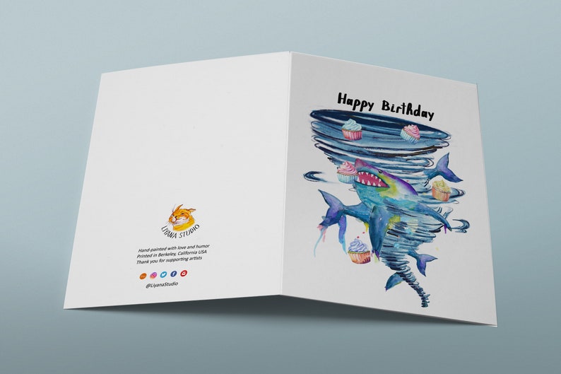 Sharks Tornado Birthday Card For Best Friend Shark Lover Birthday Gifts image 4