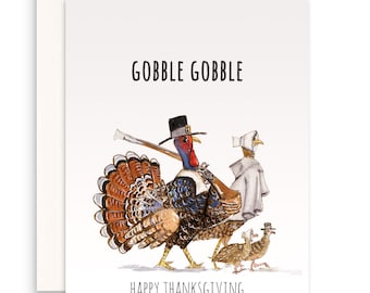 Funny Thanksgiving Card Set - Face Mask Pilgrims Turkey Cards - Happy Thanksgiving Card For Friends