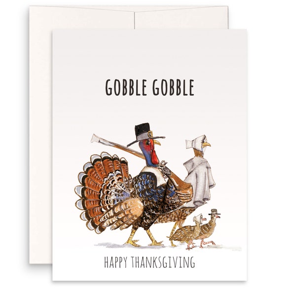 Funny Thanksgiving Card Set - Face Mask Pilgrims Turkey Cards - Happy Thanksgiving Card For Friends