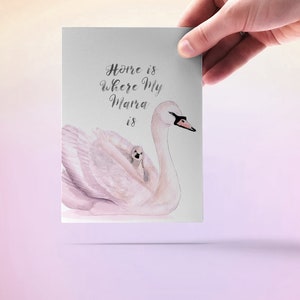 Swan Mom and Baby Mother's Day Card Funny - Home is Where Mom is ...