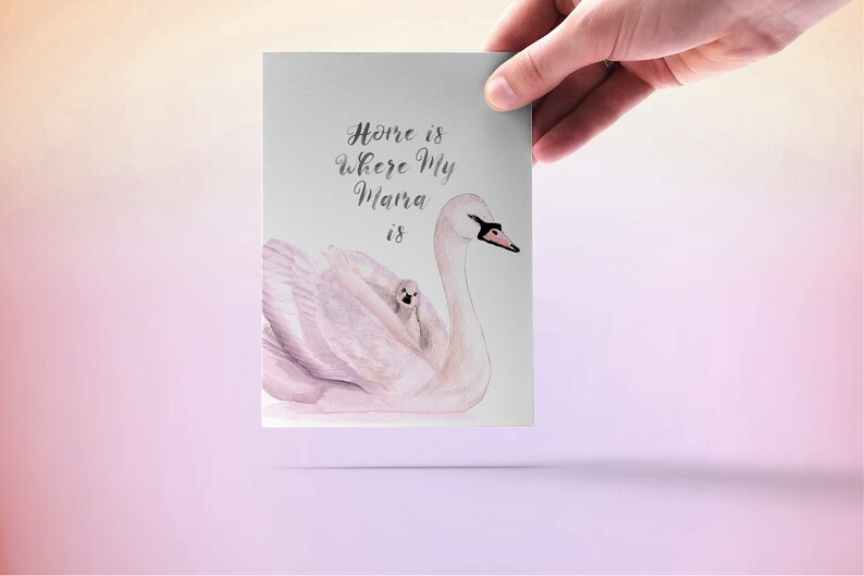 Swan Mom and Baby Mother's Day Card Funny - Home is Where Mom is ...