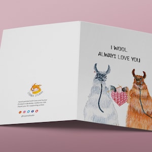 Carte d'anniversaire de 7e anniversaire en laine de lamas pour mari - Je t'aime toujours en laine - Cartes d'anniversaire amusantes pour lui image 5