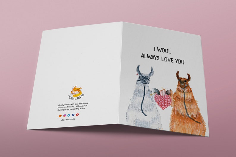 Carte d'anniversaire de 7e anniversaire en laine de lamas pour mari - Je t'aime toujours en laine - Cartes d'anniversaire amusantes pour lui image 5