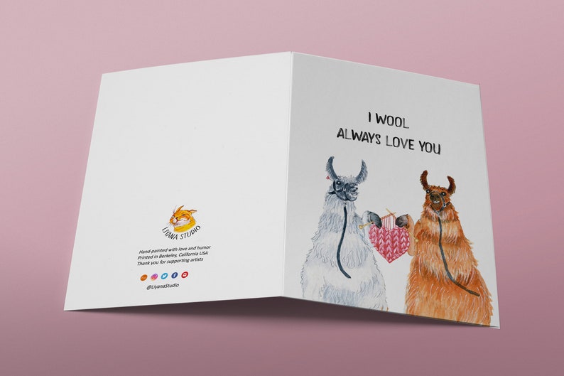 Llamas 7th Wool Anniversary Card For Husband I Wool Always Love You Funny Anniversary Cards For Him image 5