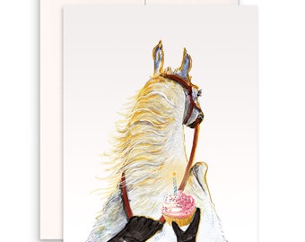 Horse Birthday Cards For Her - Equestrian Gifts For Horse Lover - Liyana Studio Greeting Card Handmade