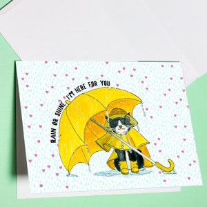 Ik denk aan je kaarten voor vriend Tuxedo Cat met paraplu afbeelding 4
