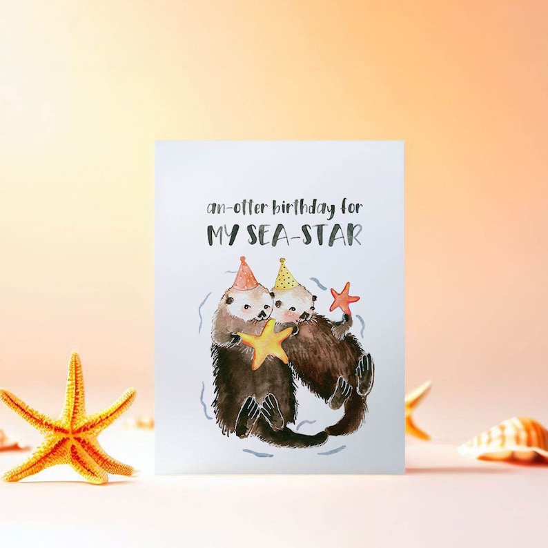 Sea Otter Sister Birthday Card Funny An-Otter Happy Birthday Card To My Sea Star image 3