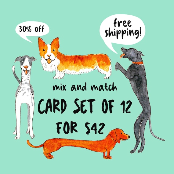 12 Greeting Cards Set - Mix and Match Bundle Pack - With Free Shipping - Liyana Studio Handmade Cards
