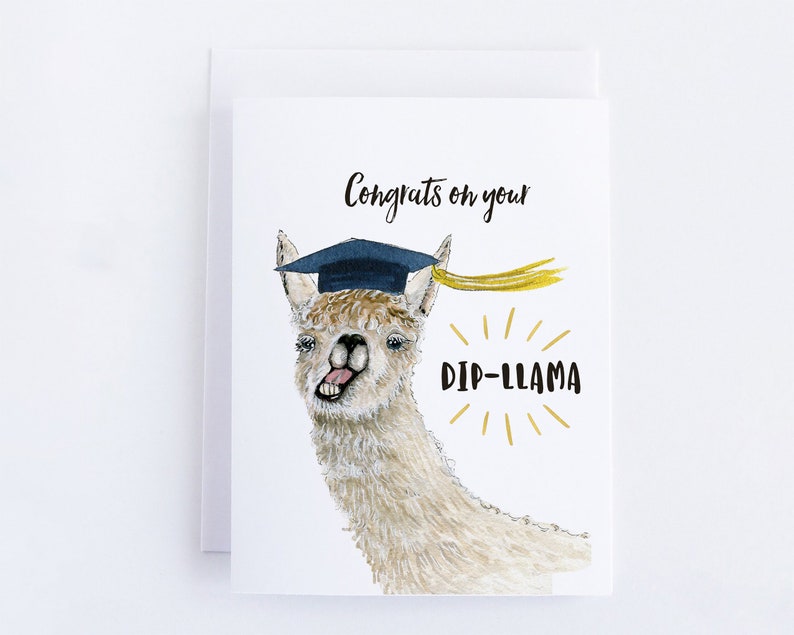 funny diploma llama graduation cards class of 2020 grads card etsy
