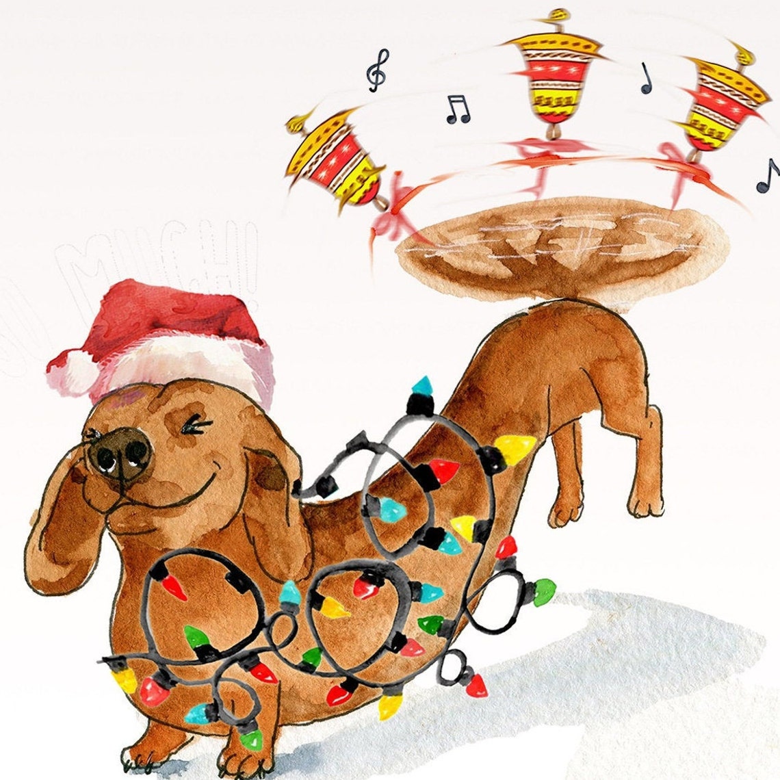 Dachshund Christmas Card Funny Wiener Dog Jingle All the Way