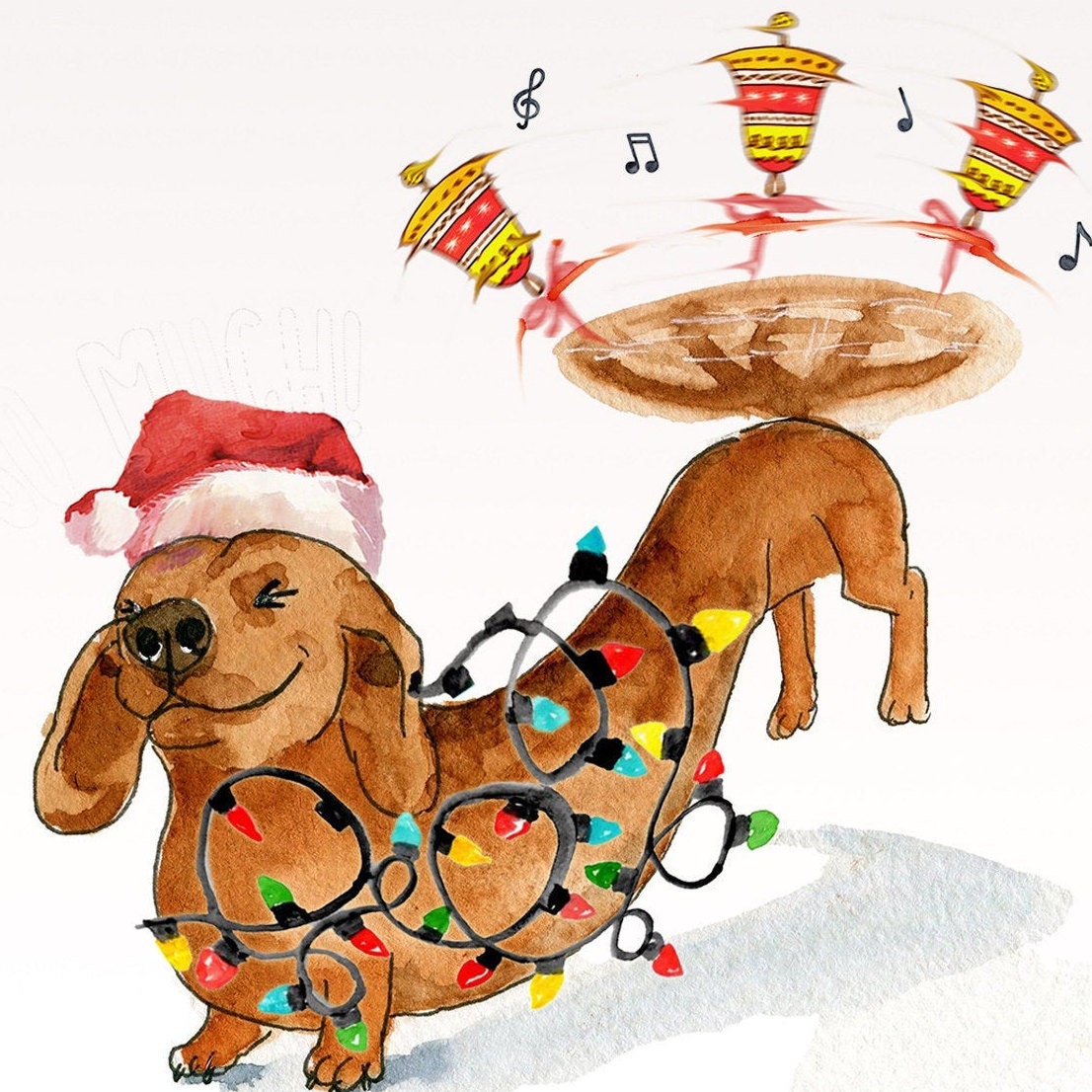 Dachshund Christmas Card Funny - Wiener Dog Jingle All the Way - Liyana ...