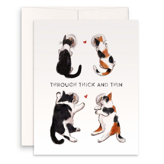 Through Thick And Thin Cat Funny Anniversary Card For Husband - Cats I Love You Card For Boyfriend - Funny Valentines Day Card For Boyfriend