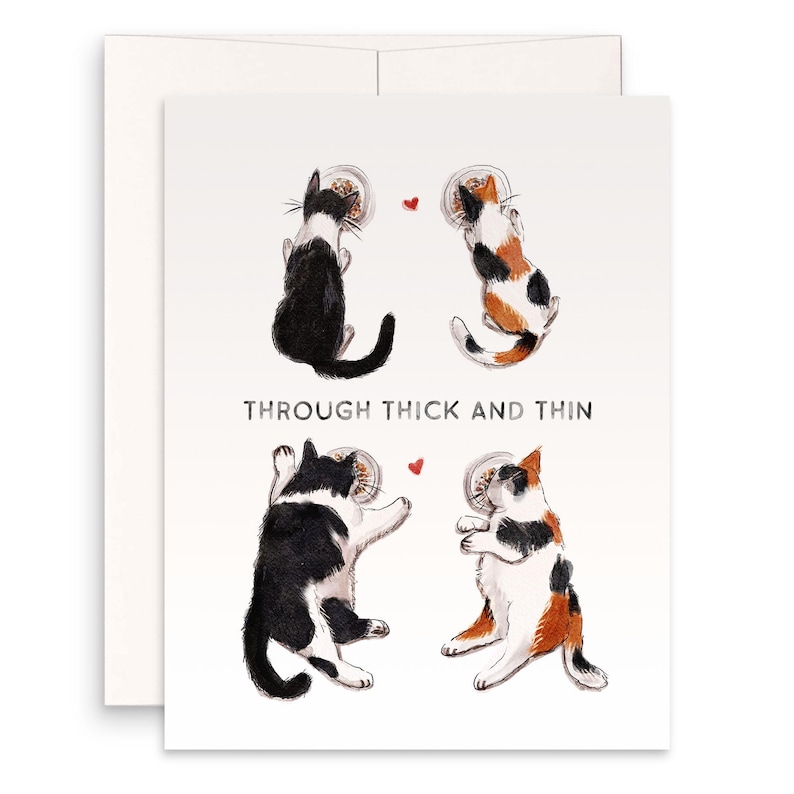 Through Thick And Thin Cat Funny Anniversary Card For Husband - Cats I Love You Card For Boyfriend - Funny Valentines Day Card For Boyfriend image 1