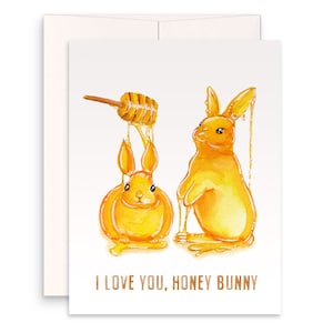 Carte d'amour lapin miel pour mari - Jolies cartes de Saint-Valentin pour amoureux de lapin