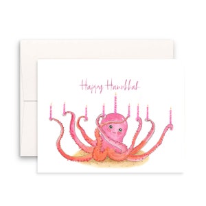 Cartes de Hanoukka Menorah de poulpe pour elle - Arts uniques de Hanoucca pour fille