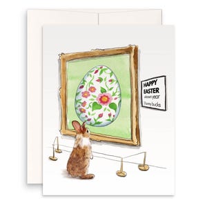 Art de Pâques avec lapin, cartes de Pâques amusantes pour les enfants - Cadeaux de Pâques aquarelle oeuf pour petite-fille
