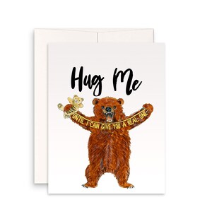 Carte de câlin d’ours grizzly de quarantaine - Je pense à vous cadeau