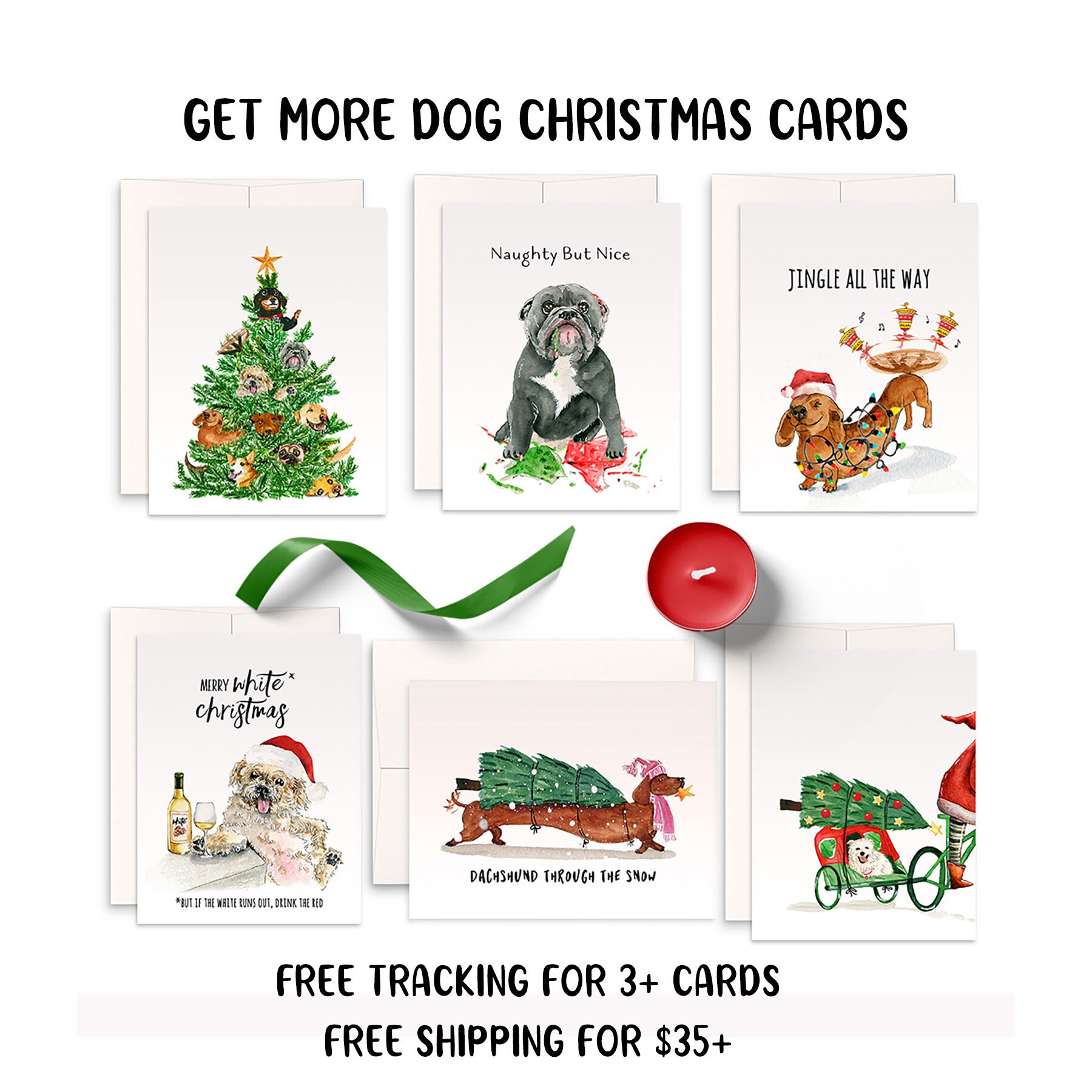Dachshund Christmas Card Funny - Wiener Dog Jingle All the Way - Liyana ...