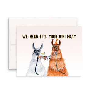 Lamas Paar Lustige Geburtstagskarte für Freund - We Herd It's Your Birthday