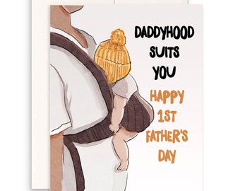 1e vaderdagkaarten van vrouw tot man - Daddyhood Suites You - Happy First Fathers Day Gift voor de eerste keer papa