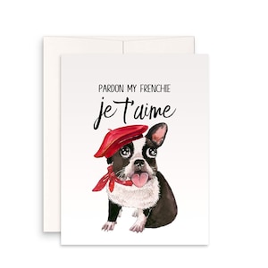 Frenchie Valentijnsdag kaart - Je t'aime Frans Ik hou van jou - Grappige verjaardagskaart voor vrouw - Franse Bulldog Mom Gift