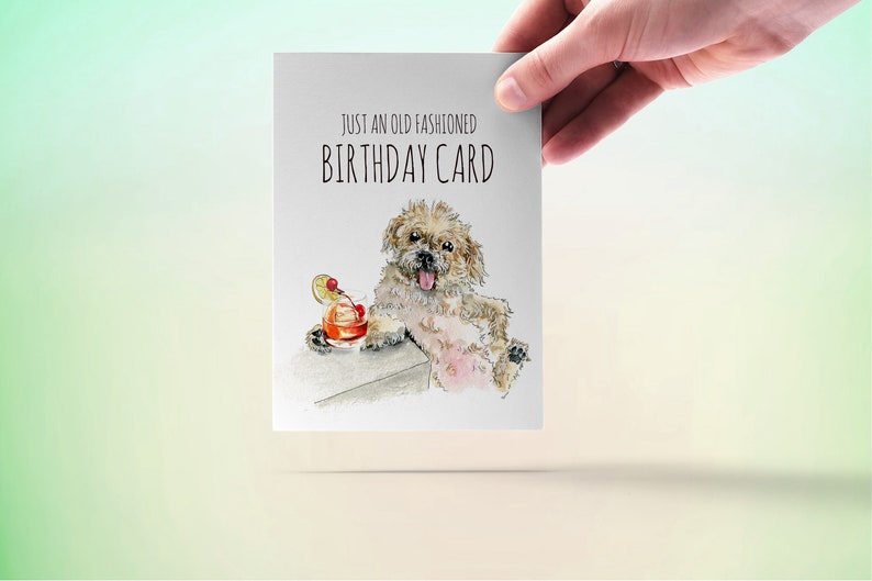Funny Birthday Card Old Fashioned Cocaktail Bichon Frise Dog image 2