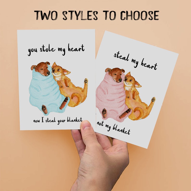 Blanket Thief Funny Anniversary Card For Boyfriend Funny Valentines Day Card For Girlfriend Dog Lover Valentines Gift image 2