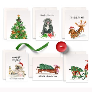 Dog Christmas Cards Funny - Handmade Holiday Card Set - Dog Mom Holiday Gift For Her - Pitbull Dachshund Bichon Frise Bolognese