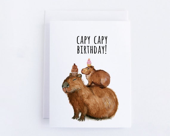 Capybara Birthday Card For Friends | Etsy