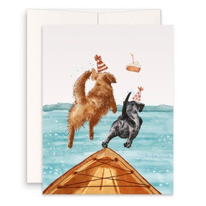 Jump Off Boat Dog Birthday Card For Dog Lovers - Summer Birthday Cards For Lake Lover