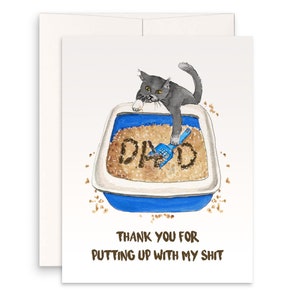 Carte de fête des pères papa chat drôle - Cartes de fête des pères heureuses Put Up My Shit de la part du chat - Carte d'anniversaire papa amoureux des chats drôle