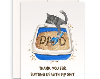 Cat Dad Father's Day Card Funny - Put Up My Shit Happy Father's Day Cards From The Cat - Funny Cat Lover Dad Birthday Card