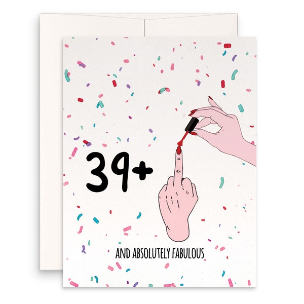 Offensive 40th birthday card, Funny Birthday Cards For Best Friends, Rude Forty Bday Cards For Her, Happy Birthday Of 40 Middle Finger Swear